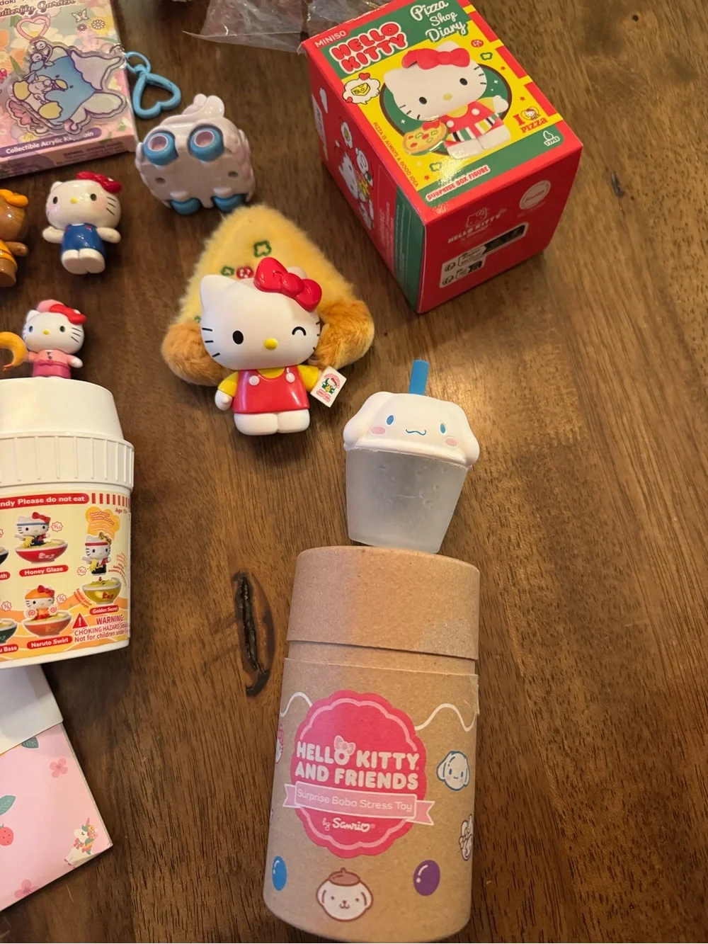 Hello Kitty Sanrio 13 Item Lot - Figures, Puzzle, Key Chain, Squish Toys, Blinds